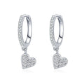 Factory Wholesale Love Heart Zircons Hoop Earrings 925 Sterling Silver Small Dainty Minimalist Drop Earrings