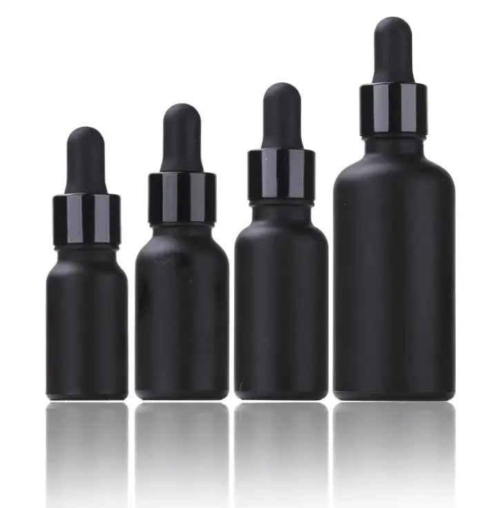 5ml 10ml 15ml 20ml 30ml 50ml 100ml Matte Frosted Black Glass Dropper Essential Oil Bottles With Black/matte Silver Dropper
