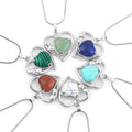 Natural Stone Hollow Heart Stone Pendant Amethyst Quartz Chakras Pendants Healing Crystal Pink Quartz Jewelry for Women and Men