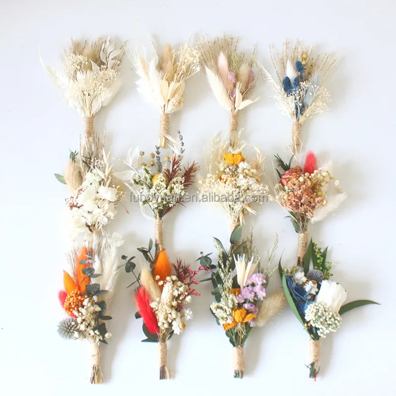 SZ04  Dried Flowers Mini Bouquet Bride Bridesmaid Wedding Corsage Gift Box Decorated Mini Dried Flowers Eternal Flower Bouquet