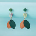 Vintage Female Ethnic Wind Ceramic Triangular Five-Pointed Star Long Cross Border Earrings Wood Leaf Pendant Earrings Fashion