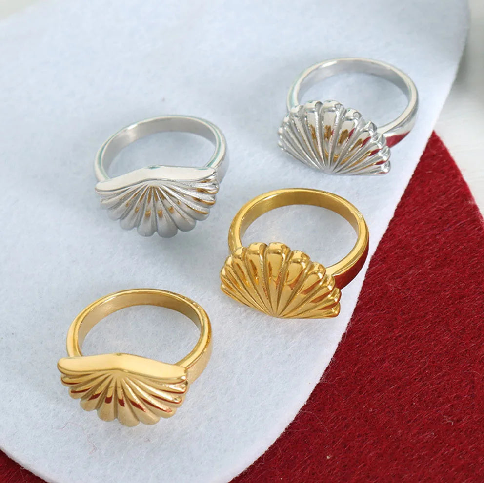 Fancy Summer Jewelry Holiday Style Minimalist Women Stainless Steel Sea Animal Shell Ring