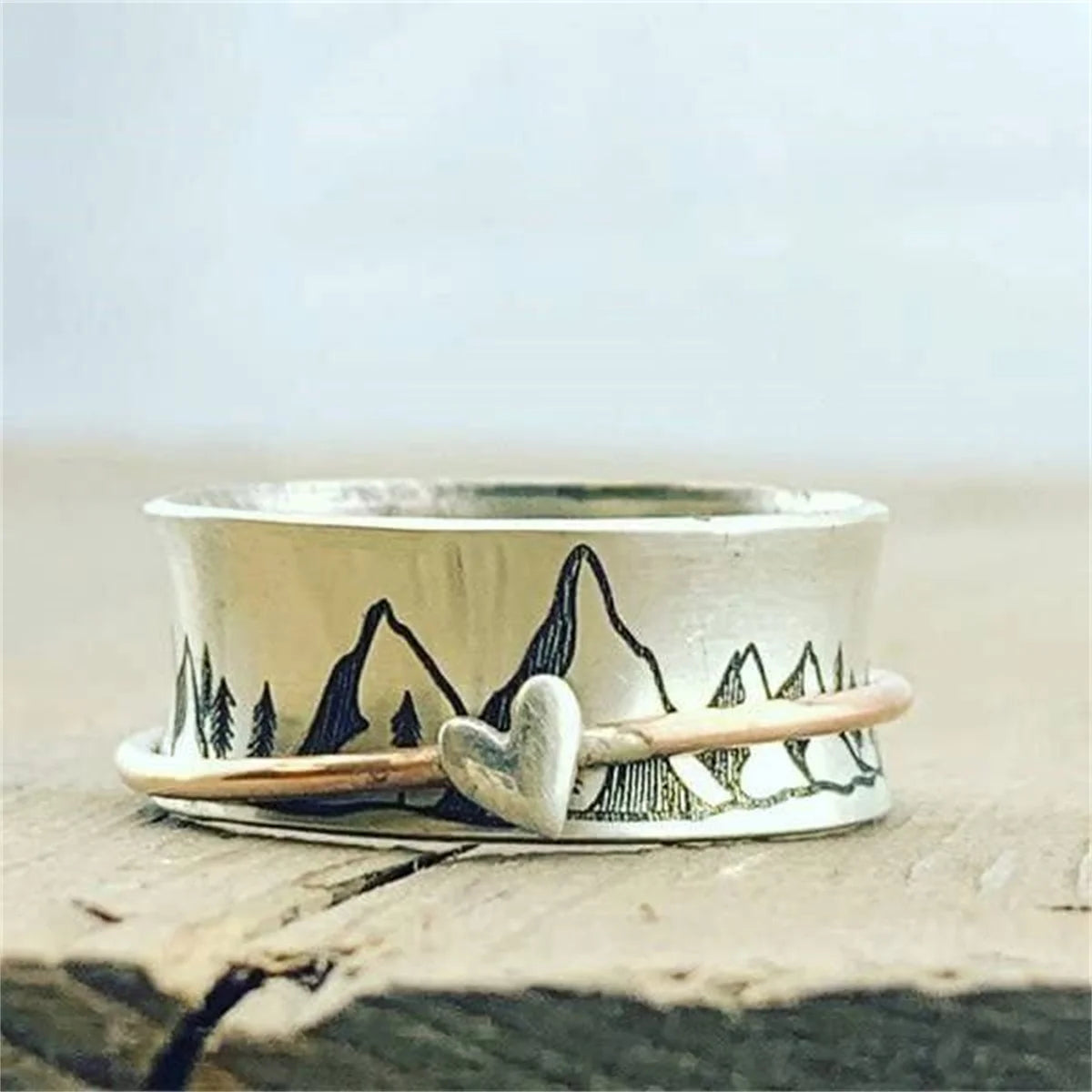 Keep Climbing Silver Ring Handcrafted Design Personalized Spinner Ring Women Jewelry Gift Size 5-11