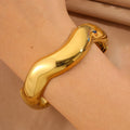 Irregular Chunky Stainless Steel Wave Bangle Waterproof Bracelet En Acier Inoxydable Gold Bangles