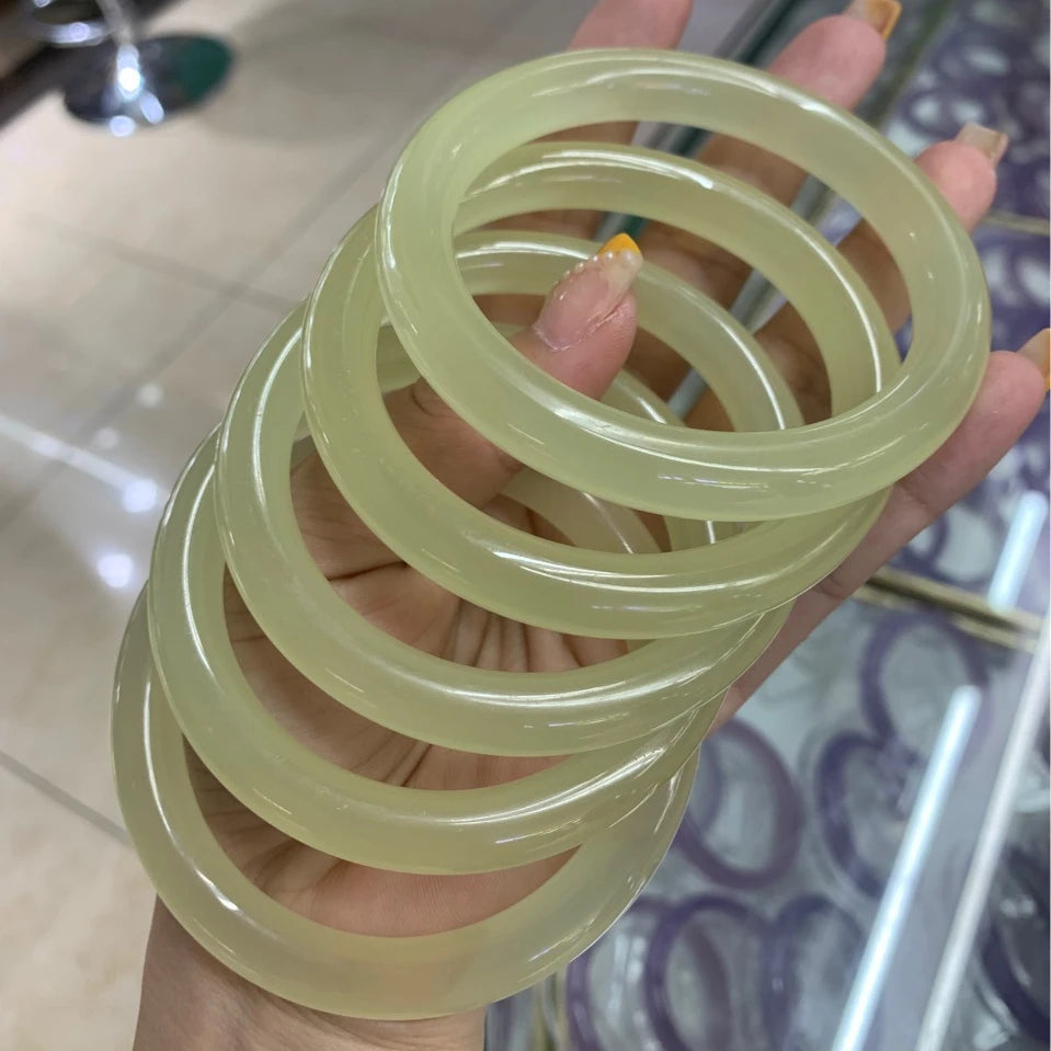 Natural Healing Green Jade Chinese Vintage Style Bangle Gemstone Bangle & Bracelets for Women Girls Fashion Fine Jewelry