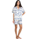 Satin Silk Pajamas for Women V Neck Short Sleeve Sleepwear with Elastic Waist Shorts for Summer