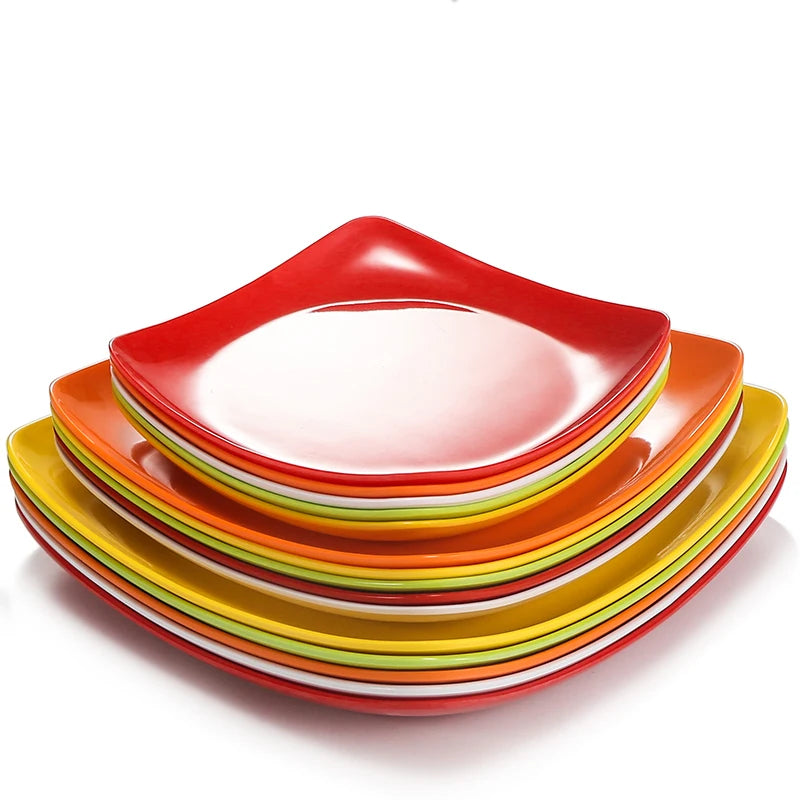 Colorful Custom Printing Bpa Free Tableware Melamine Morracan Plastic Charger Plate square