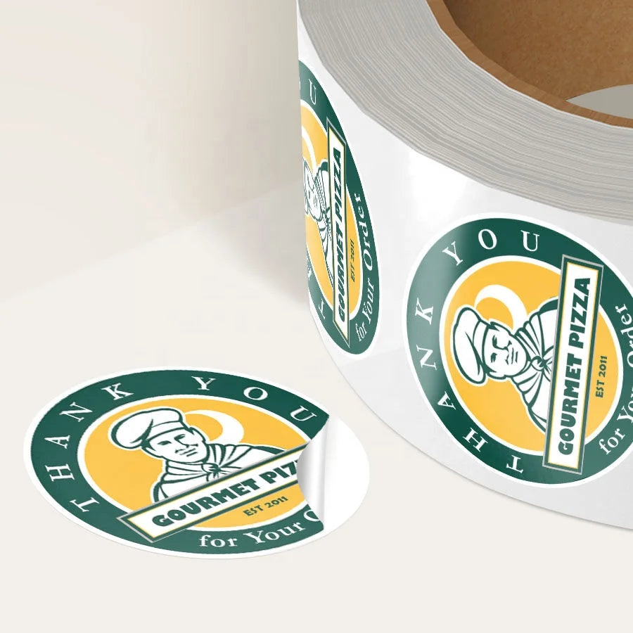Custom Logo Sticker Custom Printed PVC Synthetic Paper Adhesive Vinyl Waterproof Round Circle Roll for Packaging Labels