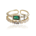 AA00549 Retro Green Double-layer Ring Fashion Simple Versatile Open Ring Elegant Ladies' Jewelry