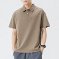 Men's Summer Short-Sleeved Basic T-Shirt Heavy Solid Jersey for Polo with Light Print Pattern