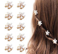 Q&Y Korean Cute Sweet Girl Elegant Retro Mini Daisy Flower Design Small Crystal Pearls Headpiece Bangs Hair Claw Clips Jaw Clip