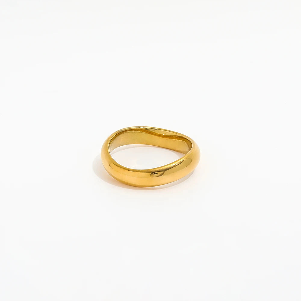 Fenny 18K Gold Plated Wholesale No Fade Permanent Minimalist Abstract Bend Stainless Steel Finger Ring Trend for Women