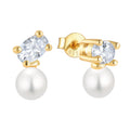 14K/18K Gold Plated Vermeil 925 Sterling Silver Fashion Jewelry Sparkling Cubic Zirconia Timeless Freshwater Pearl Stud Earring