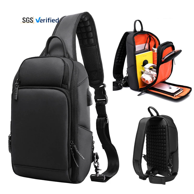 Portable USB Sling Shoulder Bags Fashion Chest Messenger Bag With Customized Logo