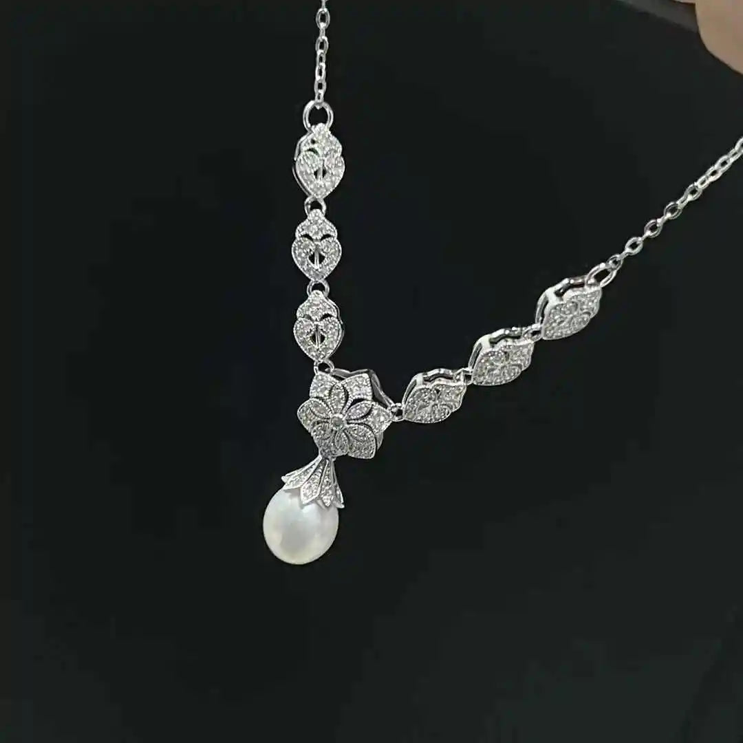 Chinese Retro Classic Y-Shaped Necklace 9-10mm Natural Freshwater Rice Shaped Pearl Strong Light Flawless Optimal Beauty