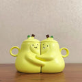 New Arrival Funny Pear Hug Ceramic Couple Mug Cute Gift Ceramic Mug