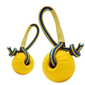 Durable Solid Rubber Dog Chew Tooth Cleaning Training Ball Pet Toy With Rope Handle