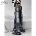 Clothing Manufacturers Custom Hip-Hop Wide-Leg Denim Pants Fashion Street Style Frayed Loose Men's Skate Jeans