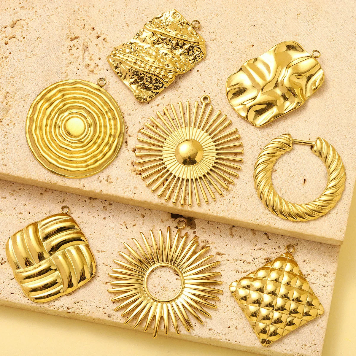 2026 New Charms for Jewelry Making Exaggerated Gold Plated Stainless Steel DIY Earrings Accessories