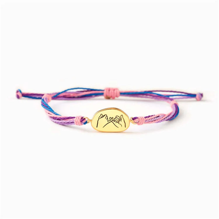 Custom Colorful Adjustable Engraved Oval Charm String Bracelet for Friends