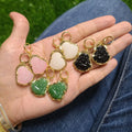 EN1040 18k Gold Plated Jade Stone Laughing Buddha Huggie Hoop Earrings Spiritual Earrings