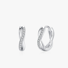 Ailmay 925 Sterling Silver Romantic Infinite Love Clear Zircon Hoop Earrings for Women Romantic Wedding Engagement Jewelry Gift