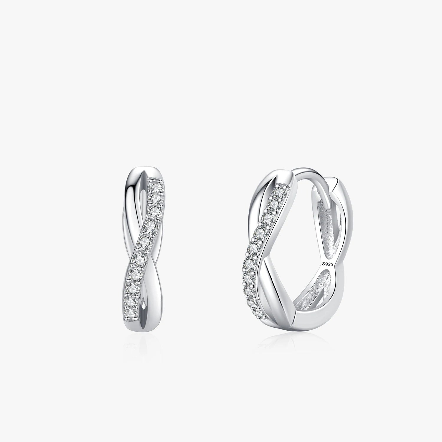 Ailmay 925 Sterling Silver Romantic Infinite Love Clear Zircon Hoop Earrings for Women Romantic Wedding Engagement Jewelry Gift