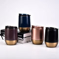 Stainless Steel Vacuum Coffee Mug for Office Double- Layer Eggshell Mug for Travelling Multi Color Big Belly Tumbler for Milk