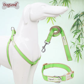 Anti Bacterial Pet Dog Leash Collar and Harness Set Nature Bamboo Dog Collar Leash Set Puppy