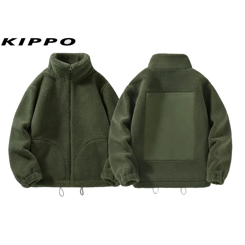 Men's Extra Warm Outdoor Fleece Cardigan Jacket for Winter Sports Zipper Closure