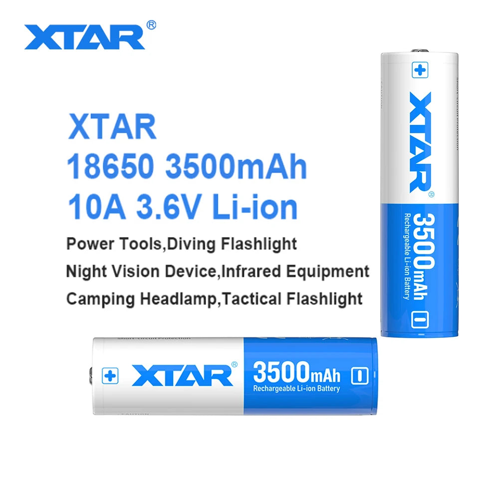 XTAR Wholesale Price 18650 Li Ion Rechargeable Battery 3500 MAh 3.7 v 10A Lithium Ion Battery 18650 Pile Lithium 3.7v 3500mAh