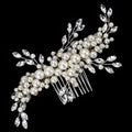 SLBRIDAL Handmade Wired Rhinestones Crystal Pearls Flower Bridal Hair Comb Wedding Headpieces Hair Accessories Women Jewelry