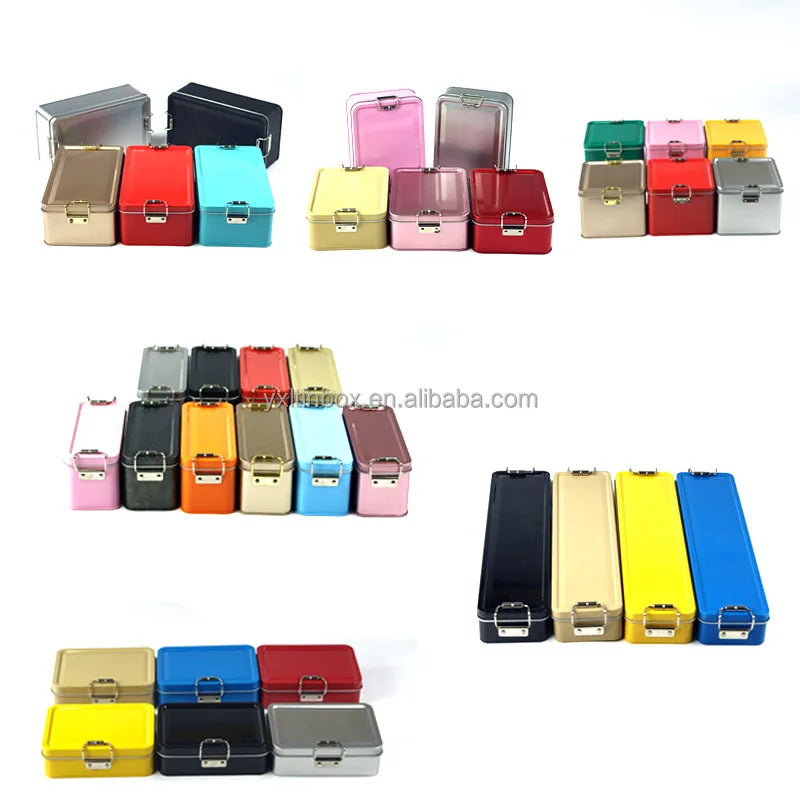 150x60x65mm Tin Box Rectangular Metal Biscuit Cookie Cake Chocolate Container Lock Buckle Airtight Recyclable Wholesale Custom