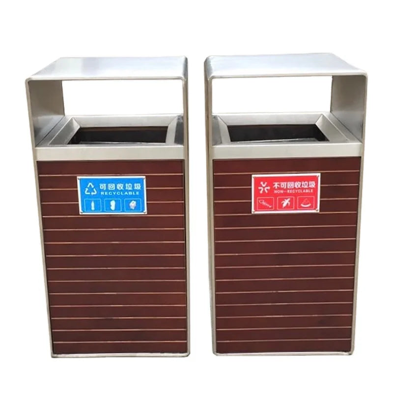 Custom Outdoor Furniture Plastic Wood Trash Garbage Can Outside Street Park Rubbish Waste Bin Commercial Recycling Dust Bin