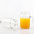 Empty Clear 16oz Glass Drinking Jar 480ml Glass Cup with Handle and Straws