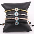 New Arrived Hot Selling Stainless Steel Beads Blue CZ Pave Round Eye Charm Adjustable Bracelet for Men Women JBS11885