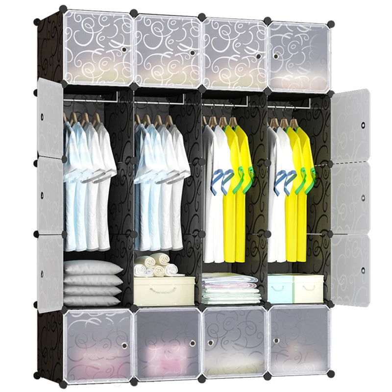 Fashion Modern Plastic Wardrobe Stackable 20 Doors With Shoe RackCombination Armoire Kids Modular Cabinet for Hanging Clothes