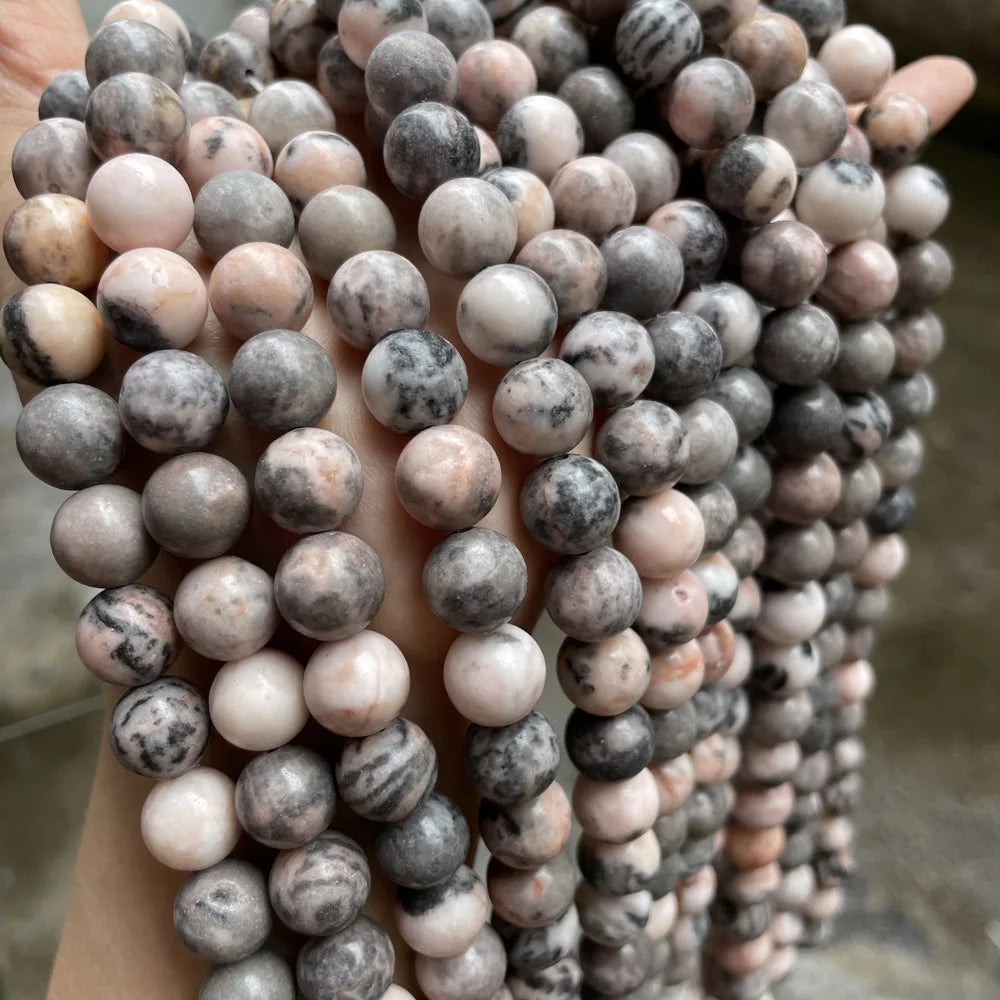 Natural Loose Pink Zebra Stone Beads 4/8/10/12mm Loose Round Beads Pink Gemstone Semi-finished Bracelet DIY Jewelry Making