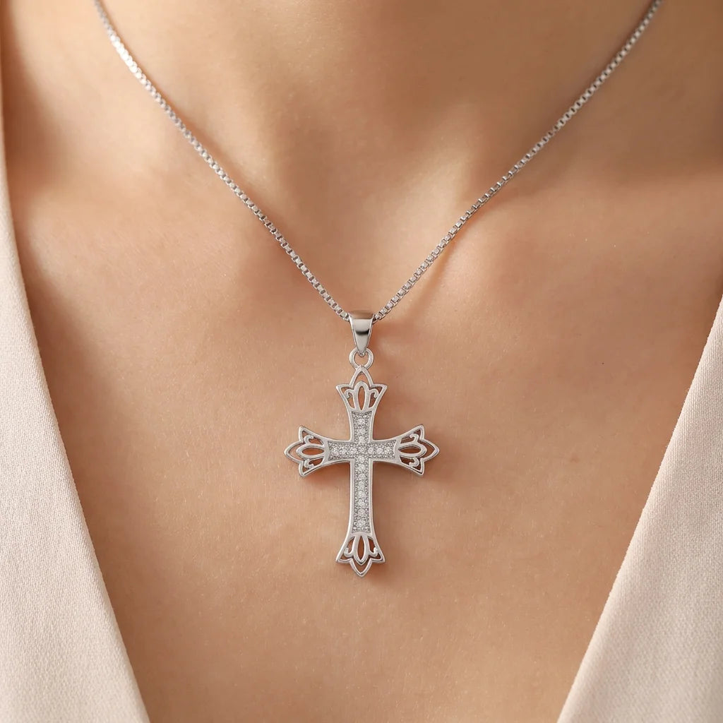Wholesale Christian God Cross Charm Pendant Rhodium Plated Cubic Zirconia 925 Sterling Silver Unisex Fine Jewelry