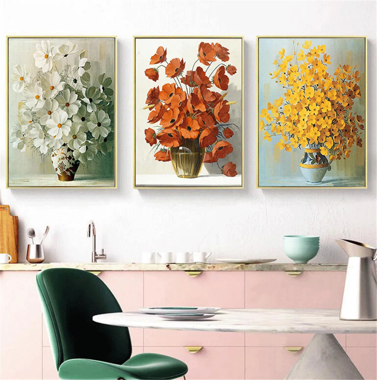 Bouquet Flower Vase Canvas Poster Art Print Wall Hangings Living Room Decoration