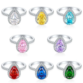 925 Sterling Silver Teardrop Engagement Wedding Bands Pear Cut Cubic Zirconia CZ Fashionable Jewelry for Women Gifts Parties CMA