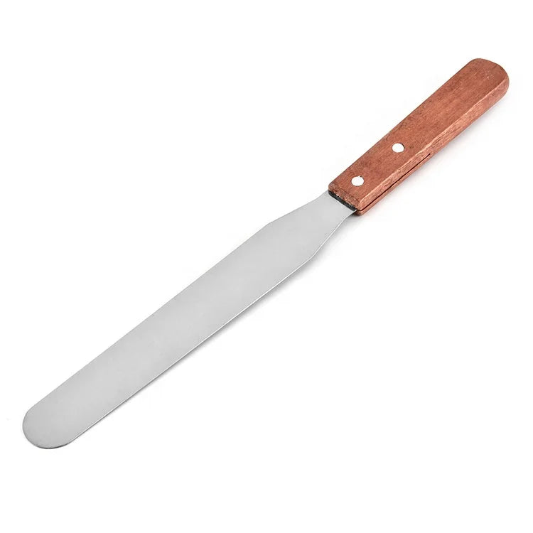 2020 Newest Stainless Steel Spatula Cream DIY Baking Cakes Tool Wooden Handle Heat Resistant