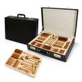 Hot Selling Hotel Gold Cutlery Set Stainless Steel Knife Fork Soup Spoon 84 Pcs Dinner Flatware Set with Wooden Box