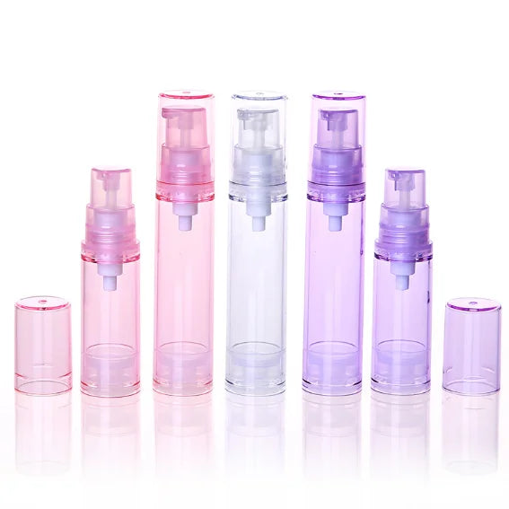 5ml 10ml 15ml Plastic pink Purple Pump Spray Empty Cosmetic Airless Bottle for Cream Liquid Lotion Serum Skin Care