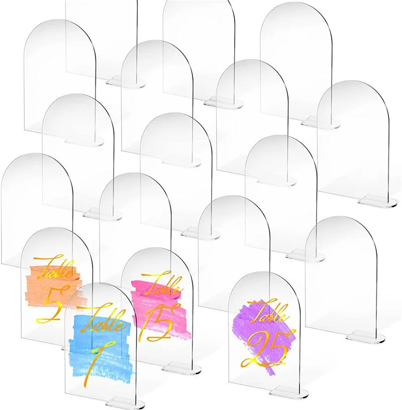 10x15cm 1mm Clear Wedding Arch Acrylic Sign Holder Stand Table Numbers Wedding Decorations for Reception