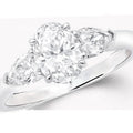 12.56 Carats Lab Grown Oval Cut D VS1 with Pear Shaped Side Stones 1cts Each Luxury Diamond Engagement Ring