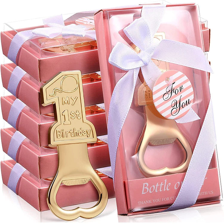 2022 New 1 Bottle Opener With Gift Box Packing Rose Gold Bottle Opener My 1st Birthday Gifts Party Souvenir Favor