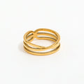 Joolim Jewelry Wholesale 18K Gold Plated Lines Multi-layer Cross Stainless Steel Rings for Women Dainty Rings