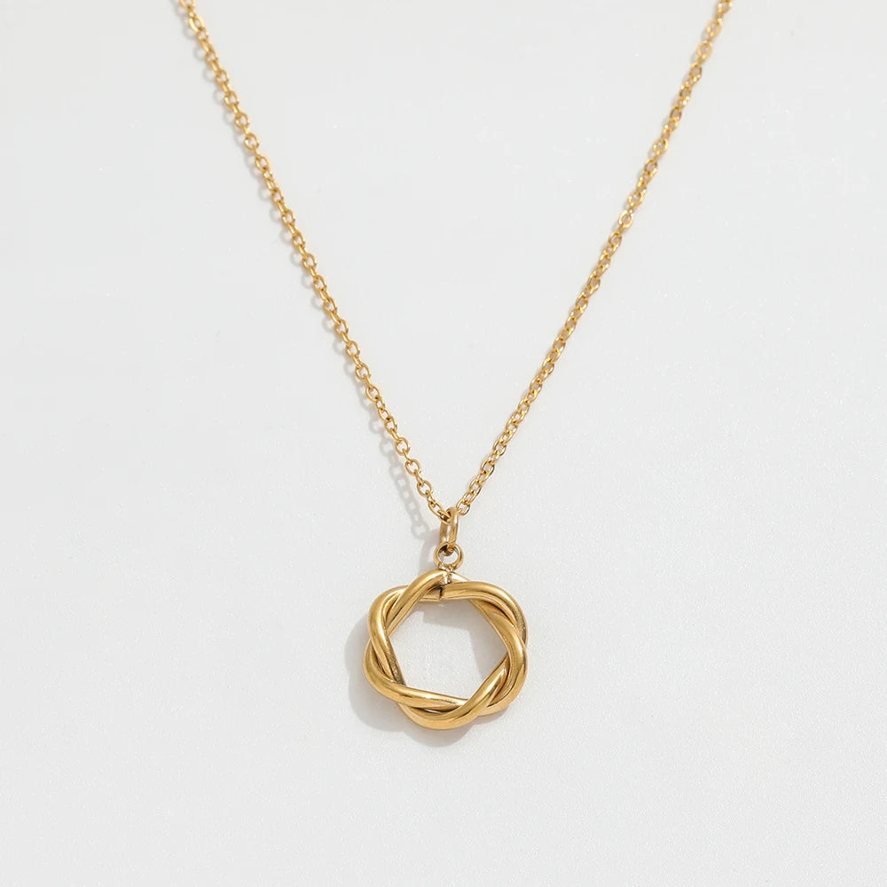 Joolim Jewelry 18K Gold Plated Rope Circle Pendant Necklace Stainless Steel Jewelry Wholesale