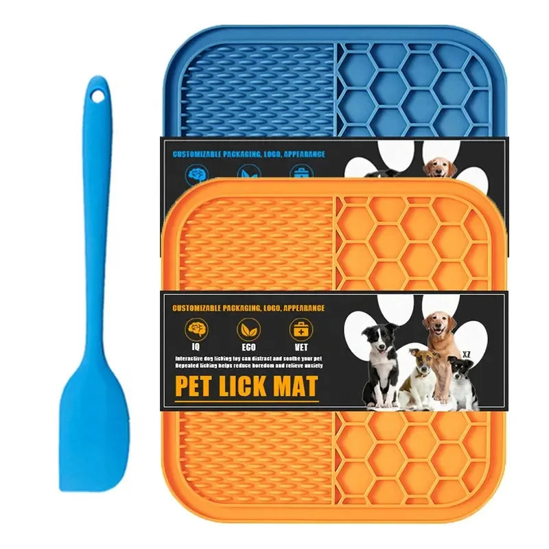 Custom Dog Bathing Training Grooming Silicone Suction to Wall Slow Feeder Pad Pet Dog Lick Mat